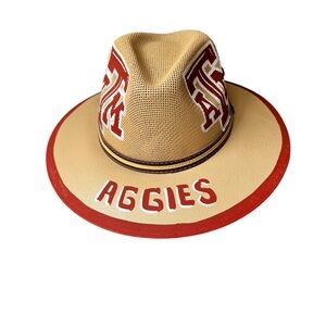 A&M Aggie Hand Painted Enper Straw Cowboy Sun Hat Size L